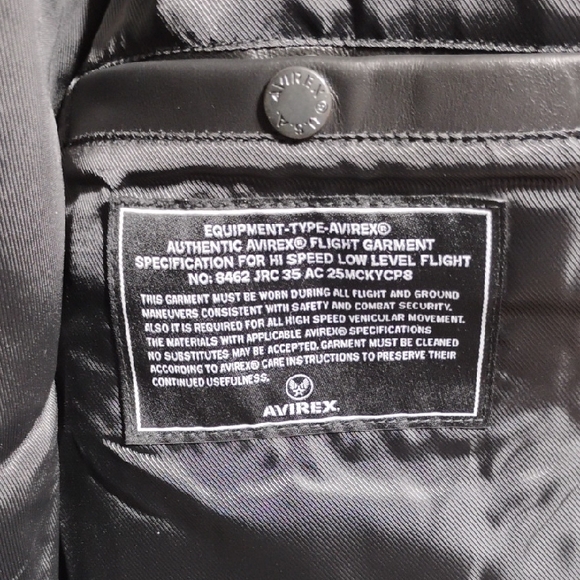SALE! New Avirex Black Embroidered Leather Bomber Jacket Patches USA Sz.L - Picture 10 of 11